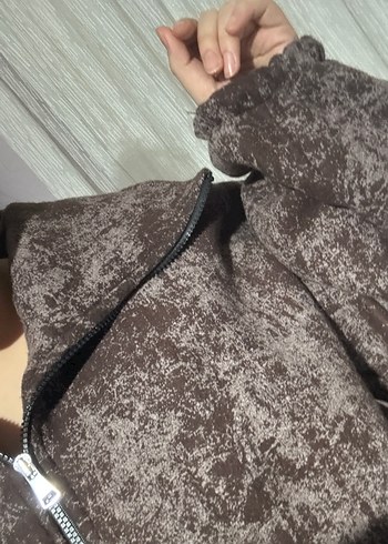 Kahverengi Kapüşonlu Kadın Sweatshirt - Görsel 4