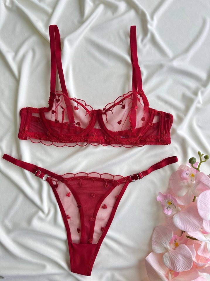 Kalpli dantel sütyen takımı - Görsel 3