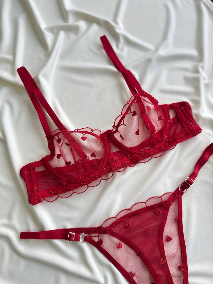 Kalpli dantel sütyen takımı - Görsel 2