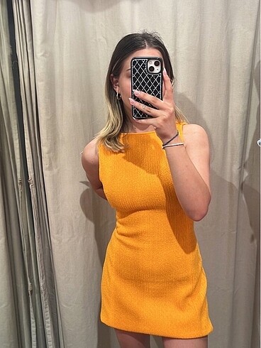 zara turuncu elbise