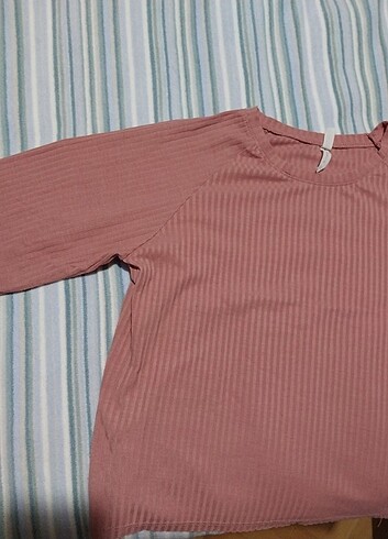 s Beden pembe Renk Açık pembe crop yarım kol