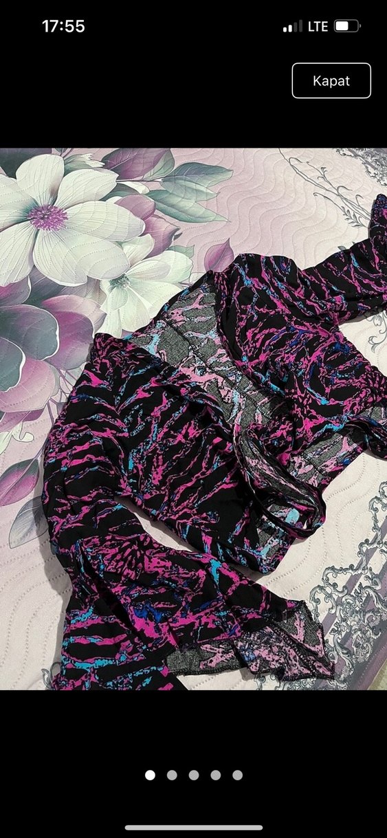 Kadın Çok Renkli Gotik Drapeli  bluz - Görsel 2