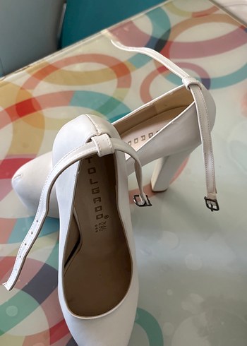 Beyaz Platform Topuklu Kadın Ayakkabı gelin ayakabısı - Görsel 2