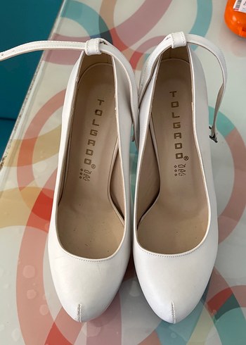 Beyaz Platform Topuklu Kadın Ayakkabı gelin ayakabısı - Görsel 4