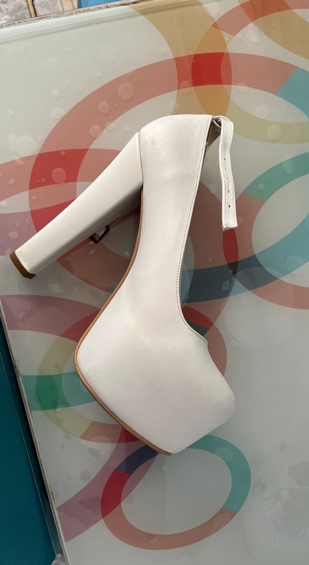 Beyaz Platform Topuklu Kadın Ayakkabı gelin ayakabısı - Görsel 3