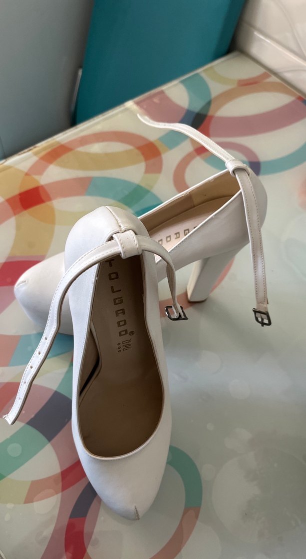 Beyaz Platform Topuklu Kadın Ayakkabı gelin ayakabısı - Görsel 2