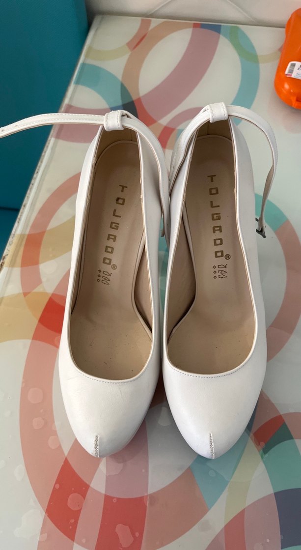 Beyaz Platform Topuklu Kadın Ayakkabı gelin ayakabısı - Görsel 4