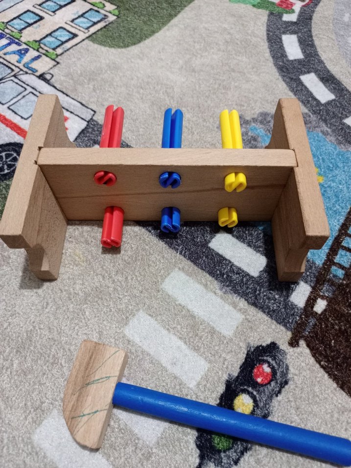 Renkli Ahşap Çekiçli Eğitici Oyuncak - Görsel 3