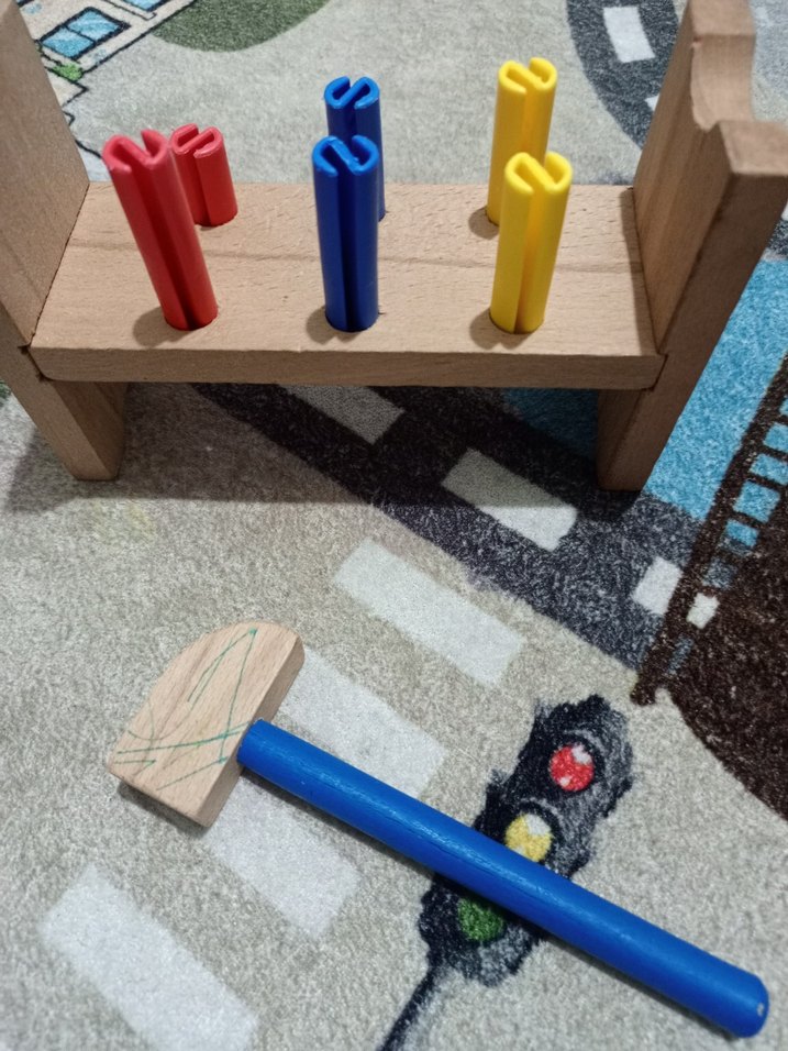 Renkli Ahşap Çekiçli Eğitici Oyuncak - Görsel 2