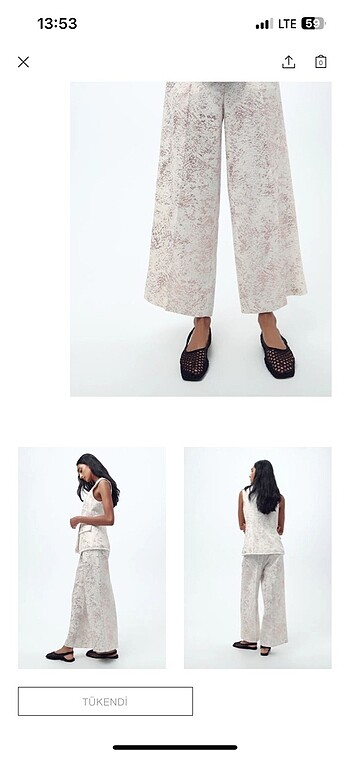 Zara Zara Etiketli Geniş Pantolon (Sıfır Ürün)