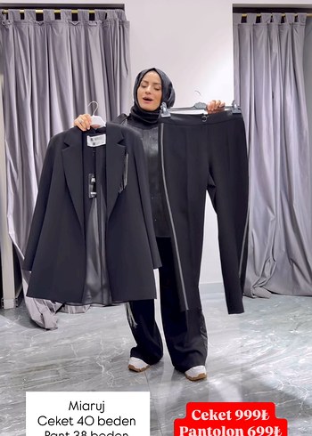 Miaruj Siyah Kadın Ceket ve Pantolon Takım