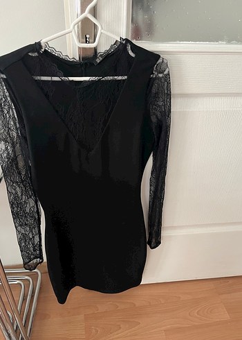 Zara Dantel Detaylı Siyah Gotik Midi Elbise