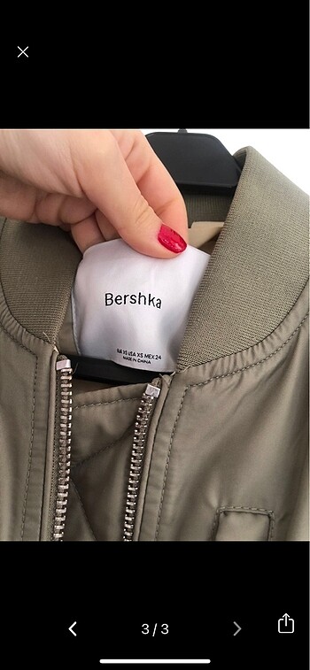 xs Beden BERSHKA HAKİ BOMBER CEKET
