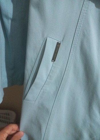 Düğmeli Mavi Uzun Kadın pardösü - Görsel 5