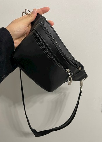 Zincir Detaylı Siyah Deri Kadın Çapraz Çanta - Görsel 3