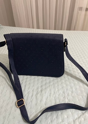 Koyu Mavi Nakışlı Tokalı Kadın Çanta tekbir - Görsel 2