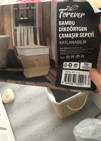 Katlanabilir Dikdörtgen Bambu Çamaşır Sepeti - Görsel 2