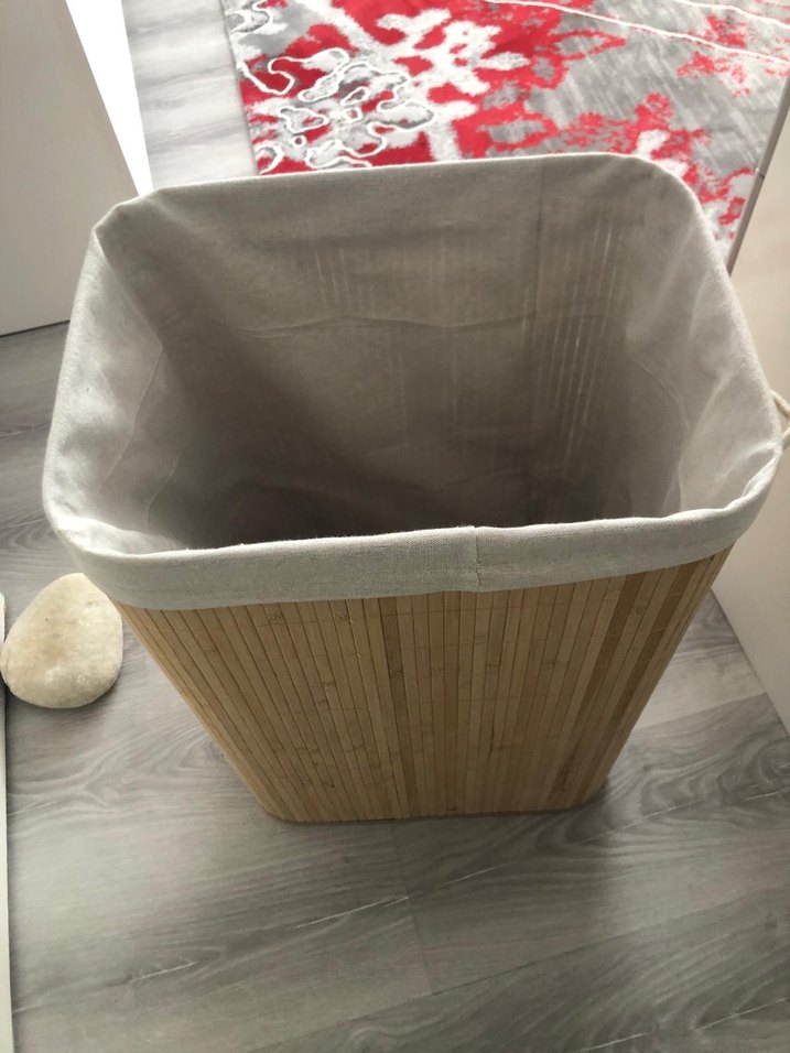 Katlanabilir Dikdörtgen Bambu Çamaşır Sepeti - Görsel 5