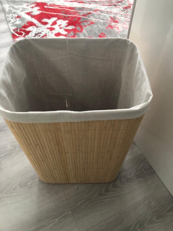 Katlanabilir Dikdörtgen Bambu Çamaşır Sepeti - Görsel 4
