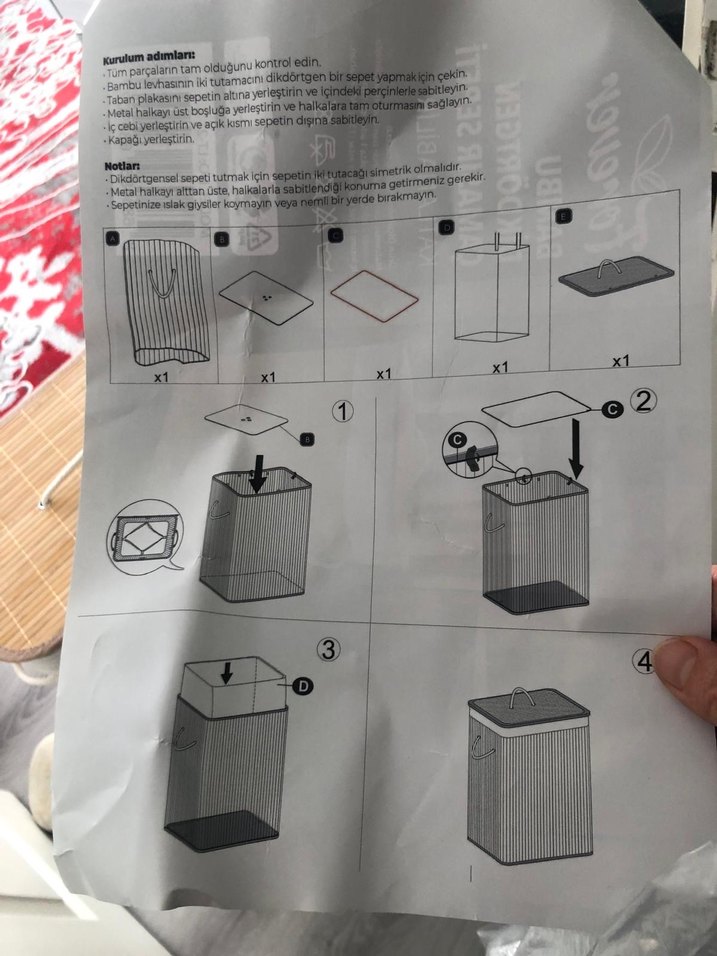 Katlanabilir Dikdörtgen Bambu Çamaşır Sepeti - Görsel 3