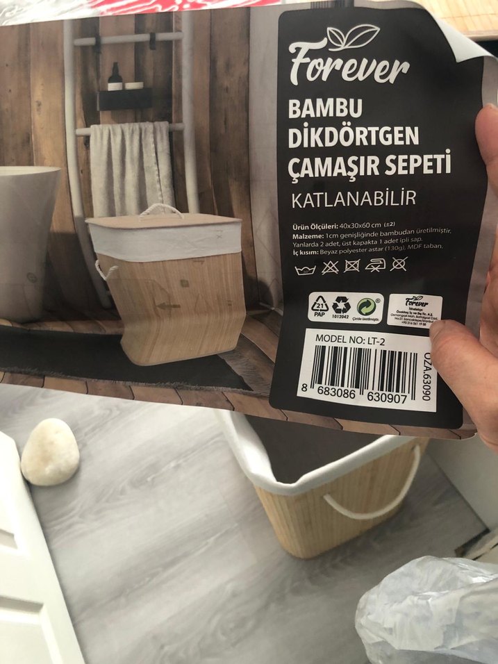 Katlanabilir Dikdörtgen Bambu Çamaşır Sepeti - Görsel 2