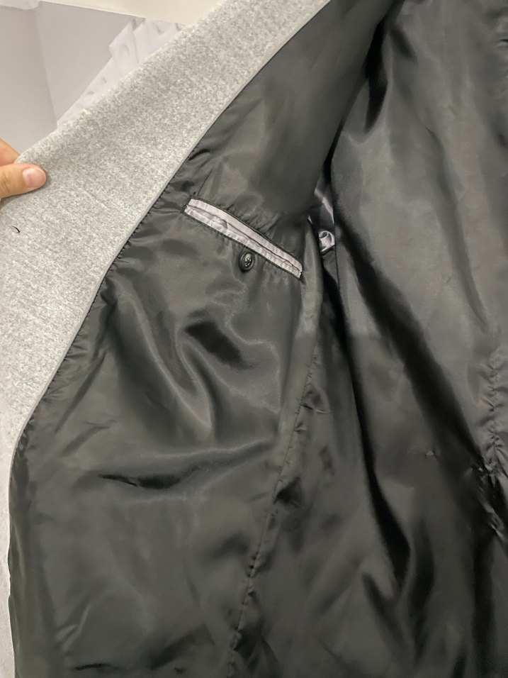 Gri Düğmeli Erkek kaşe kaban sıfırdır - Görsel 4