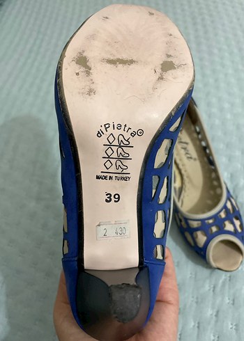 Mavi Desenli Kadın Dolgu Topuklu Ayakkabı - Görsel 3