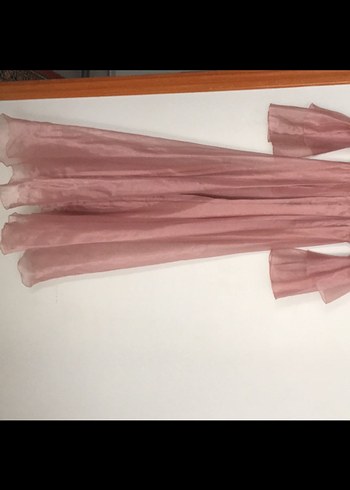 Abiye Pembe Uzun Kollu Vintage Bohem Elbise