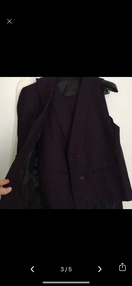 Bordo Erkek Uzun Kollu Düğmeli Takım Elbise - Görsel 3