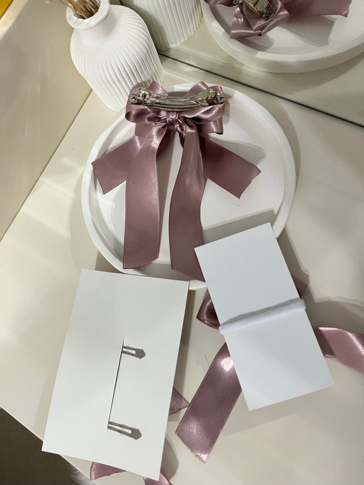 Pembe Saten Fiyonk Saç Aksesuarı - Görsel 3