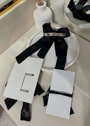 Siyah Saten Fiyonk Saç Aksesuarları - Görsel 2