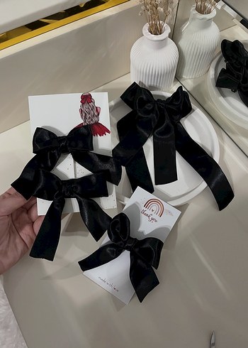 Siyah Saten Fiyonk Saç Aksesuarları - Görsel 3