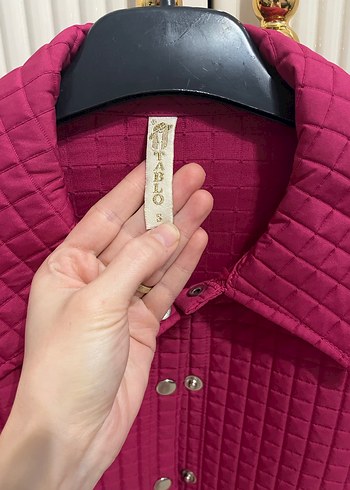 Pembe çıtçıtlı kapitone Kadın Ceket - Görsel 7