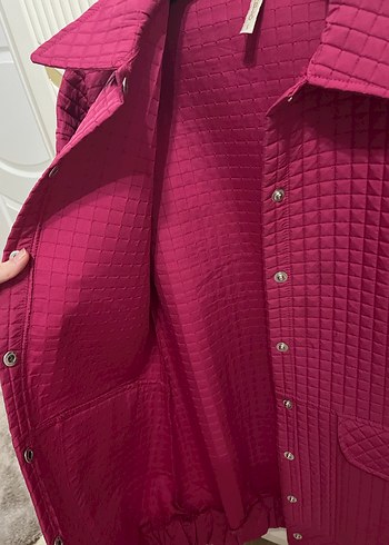 Pembe çıtçıtlı kapitone Kadın Ceket - Görsel 9