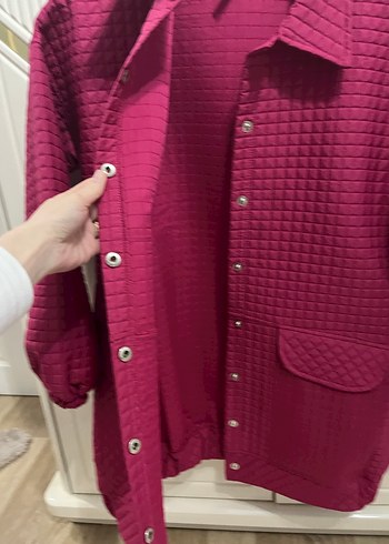 Pembe çıtçıtlı kapitone Kadın Ceket - Görsel 4