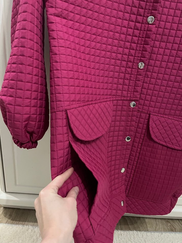 Pembe çıtçıtlı kapitone Kadın Ceket - Görsel 2