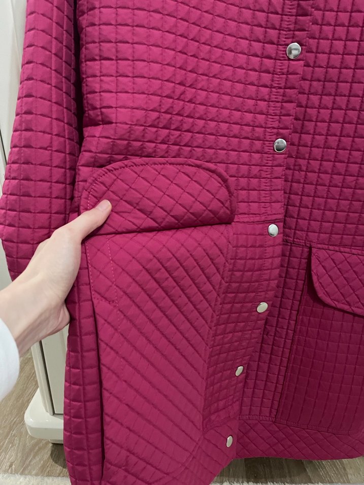 Pembe çıtçıtlı kapitone Kadın Ceket - Görsel 3