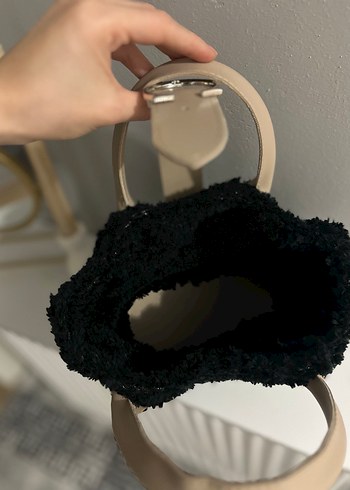 Siyah Örgü Kumaş Kadın Çanta - Görsel 6