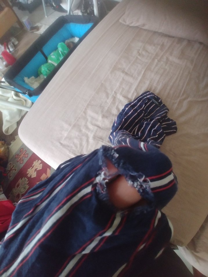 Lacivert Çizgili Pilili Hamile Uzun Elbise - Görsel 2