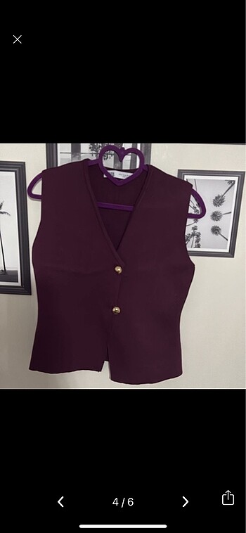 m Beden bordo Renk Zara Triko Yelek