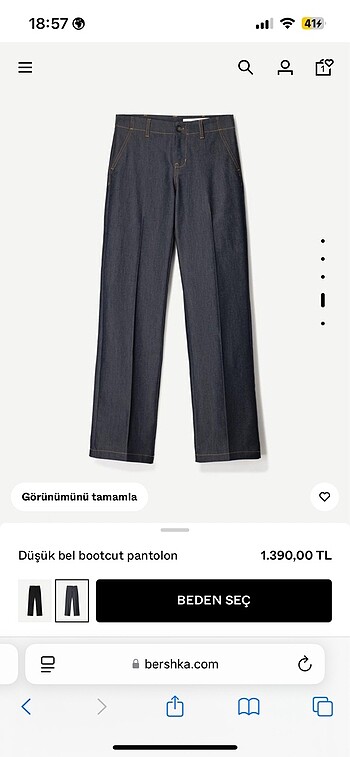 38 Beden lacivert Renk Düşük bel bootcut pantolon