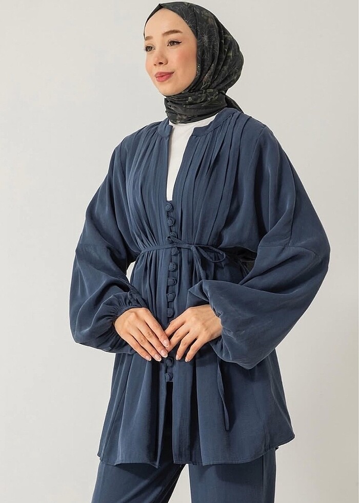 NERVÜRLÜ İNDİGO TAKIM - Görsel 2