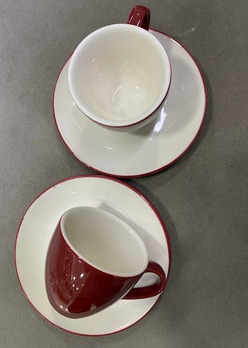 Yeşil Kenarlı Seramik Fincan ve Tabak Seti ikili - Görsel 2