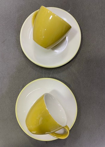 Yeşil Kenarlı Seramik Fincan ve Tabak Seti ikili - Görsel 3