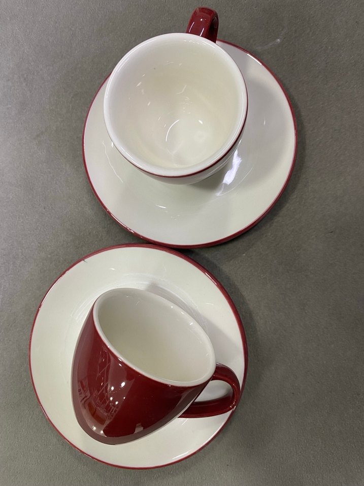 Yeşil Kenarlı Seramik Fincan ve Tabak Seti ikili - Görsel 2