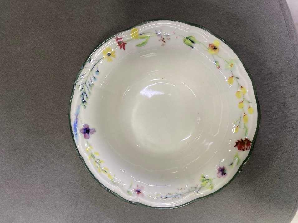 Yeşil Pastel Desenli Seramik Kase 6 lı - Görsel 2