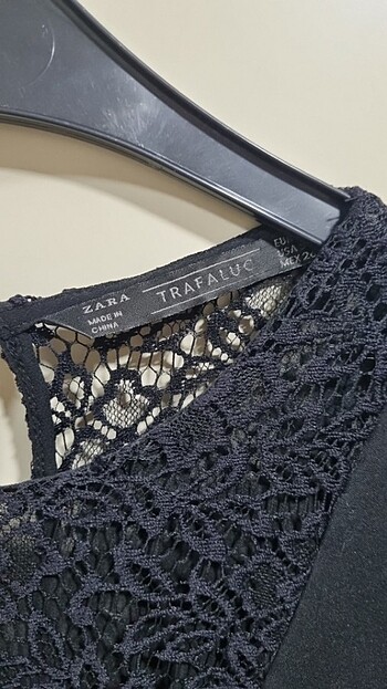 s Beden siyah Renk Zara dantelli kısa elbise