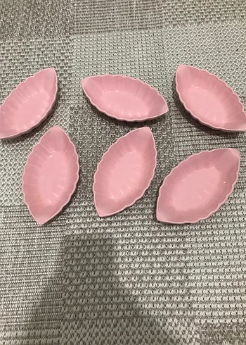 Pembe Nakışlı Yaprak Desenli Tabak Seti - Görsel 2