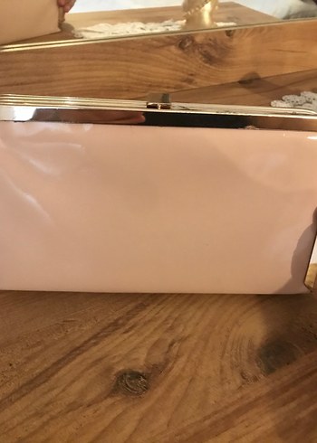 Parlak Bej Vintage Ahşap Kadın Portföy Çanta - Görsel 3