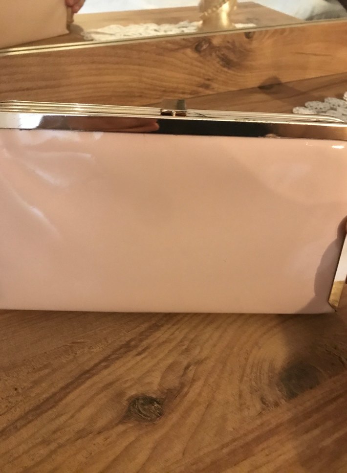 Parlak Bej Vintage Ahşap Kadın Portföy Çanta - Görsel 3